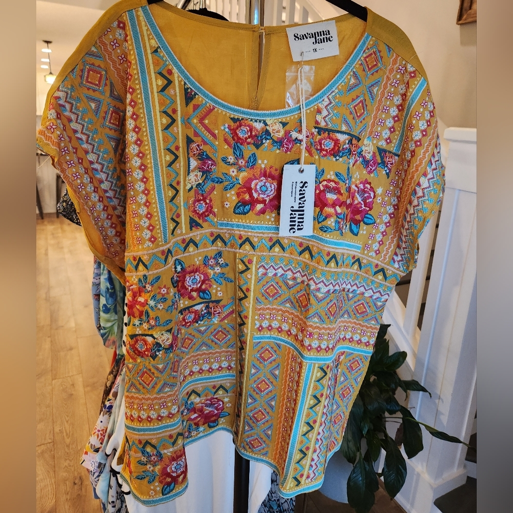 Savanna Jane embroidered top, size 1X